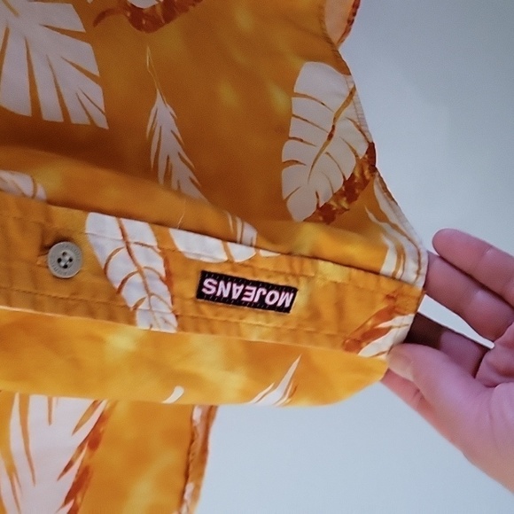 MOJEANS By Maurice Malone Hawaiian 100% Cotton Button Down Shirt Palm Leaves XL - Picture 4 of 16